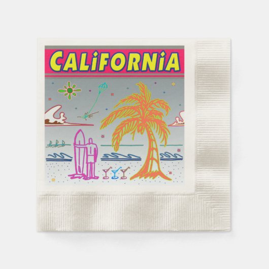 "CALIFORNIA" Surfer Beach Napkins Serviette (Vorderseite)