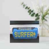 California Surfer License Plate Postkarte (Stehend Vorderseite)