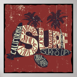 California Surfer Quote Poster