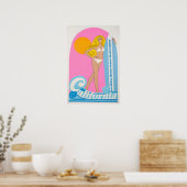 California Surfing Art Surfer Print Western Airlin Poster (Küche)