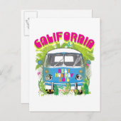 California Surfing Van Postkarte (Vorne/Hinten)
