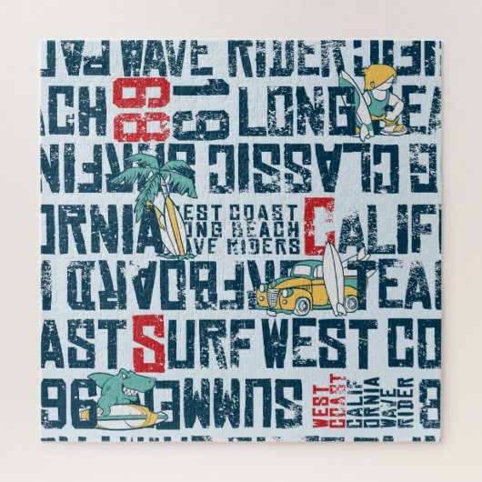 California Surfteam: Grunge Seamless Muster. Puzzle (Vertikal)