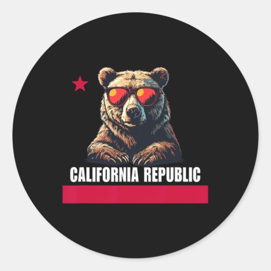 California The Golden State Bear Flag  Runder Aufkleber (Vorderseite)