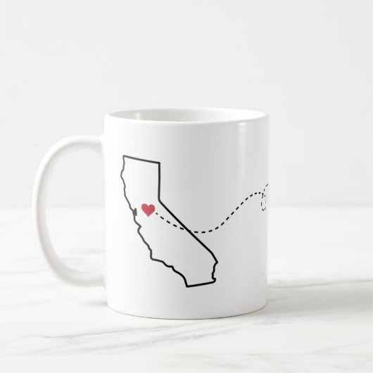California to Nebraska - Heart2Heart Coffee Tasse (Links)