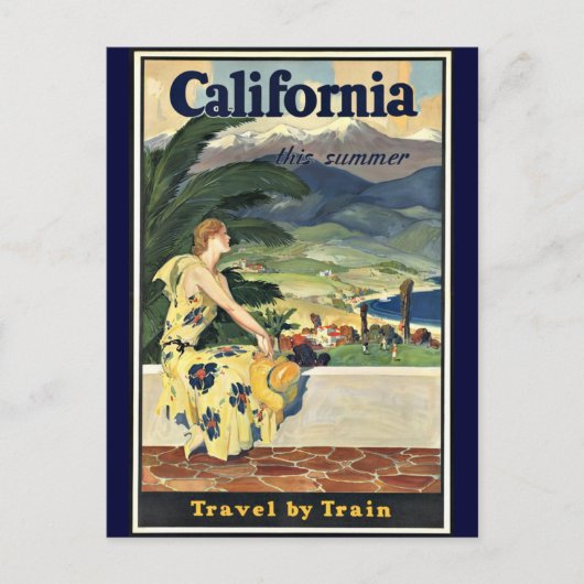 California Train Vintage Poster Postkarte (Vorderseite)