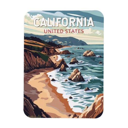 California Travel Art Vintag Magnet (Vertikal)