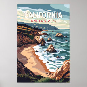 California Travel Art Vintag Poster