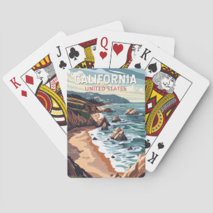 California Travel Art Vintag Spielkarten