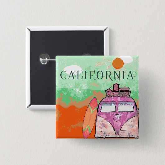 California Travel Poster Button (Vorne & Hinten)
