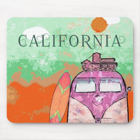California Travel Poster Mouse Pad Mousepad (Vorne)