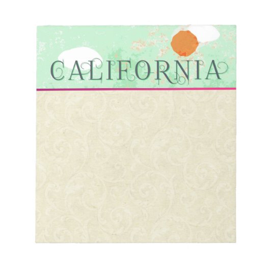 California Travel Poster Notepad Notizblock (Vorderseite)