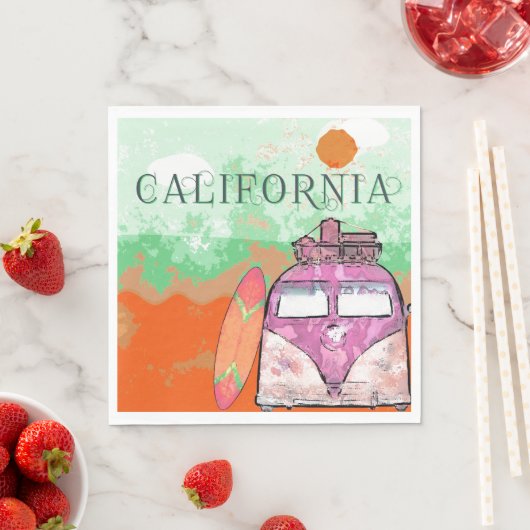 California Travel Poster Paper Napkin Serviette (Beispiel)