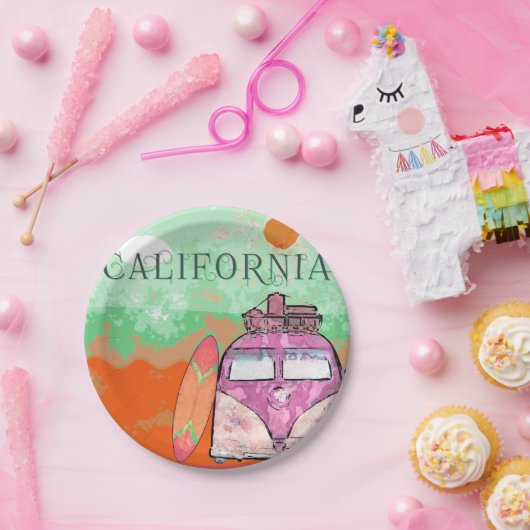 California Travel Poster Paper Plate Pappteller (Party)