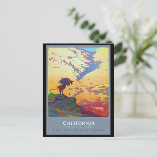 California Travel Poster Postkarte (Stehend Vorderseite)