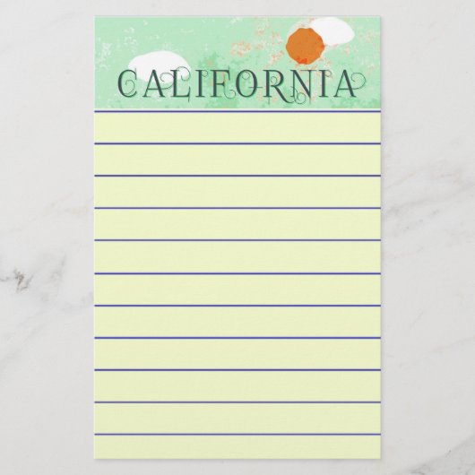 California Travel Poster Stationery Briefpapier (Vorderseite)
