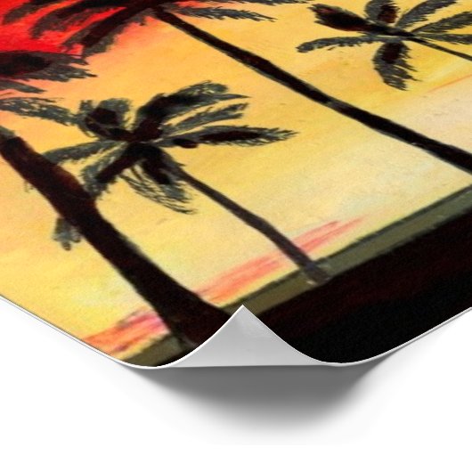 California Tropical Beach Palm Trees Sunset Poster