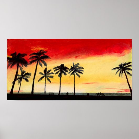 California Tropical Beach Palm Trees Sunset Poster (Vorne)