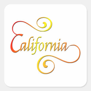California Typografy Art Quadratischer Aufkleber