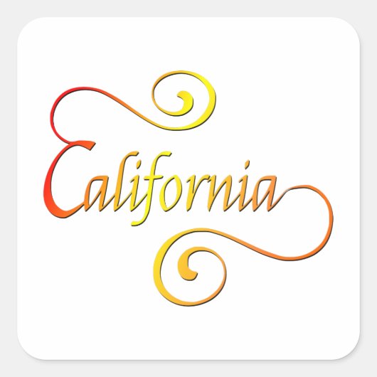 California Typografy Art Quadratischer Aufkleber (Vorderseite)