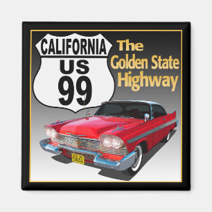 California U S Route 99 - Der Goldene Staat Magnet