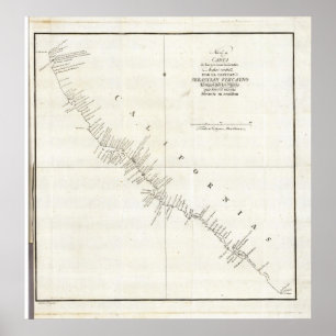 California Unfarbige Grafik Poster