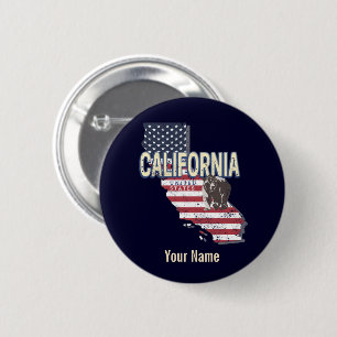 California United Staaten Retro Staat Map Vintag Button