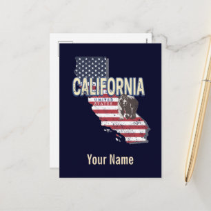 California United Staaten Retro Staat Map Vintag Feiertagspostkarte