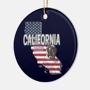 California United Staaten Retro Staat Map Vintag Keramik Ornament