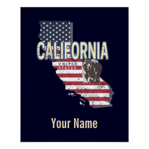 California United Staaten Retro Staat Map Vintag Poster