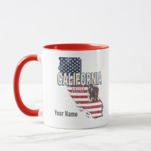 California United Staaten Retro Staat Map Vintag Tasse