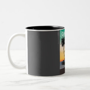 California United Staaten Vintag Miniimal Retro Tr Zweifarbige Tasse