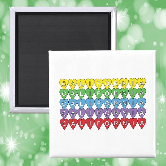 California US Staat Hearts Colorful Magnet
