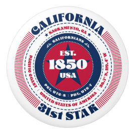 California US Staat Red White Blue Typografy Keramikknauf