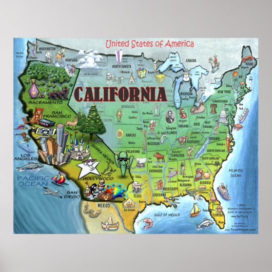 California USA Map Poster (Vorne)