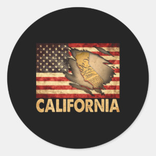 California USA Patriotic American Flag 4. Juli Runder Aufkleber