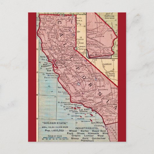 California Vintaage Staat Karte (Vorderseite)