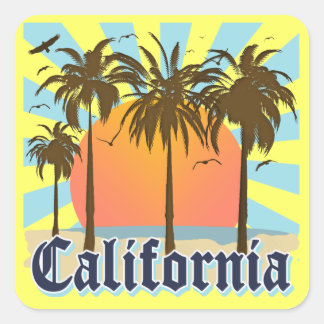 California Vintag Souvenir Quadratischer Aufkleber
