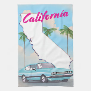 California Vintag Style Vacation Poster Geschirrtuch
