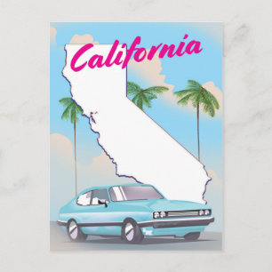 California Vintag Style Vacation Poster Postkarte