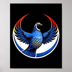 California-Wachtel-Flügel hoch Blaues Kreis-Emblem Poster