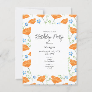 California Watercolor Poppe Muster Einladung