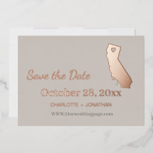 California Wedding Save the Date Rose Gold