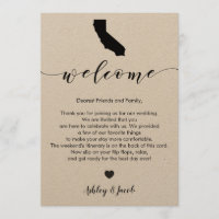 California Wedding Welcome Letter & Itinerary Card