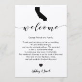 California Wedding Welcome Letter & Itinerary Card Programm (Vorderseite)