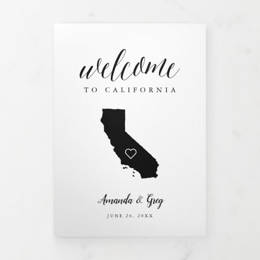 California Wedding Welcome Letter & Itinerary Dreifach-gefaltete Programmkarte (Cover)