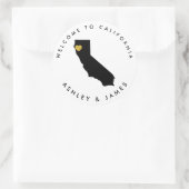 California Wedding Welcome Sticker, Leckerei Box B Runder Aufkleber (Tasche)