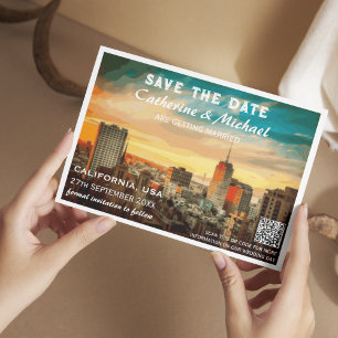 California Wedvel Travel Poster Style QR Code Save The Date