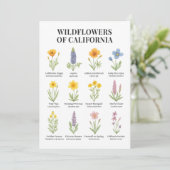 California Wildblumen - Botanische Aquarellfärbung Einladung (Stehend Vorderseite)