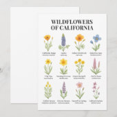 California Wildblumen - Botanische Aquarellfärbung Einladung (Vorne/Hinten)