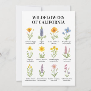 California Wildblumen - Botanische Aquarellfärbung Einladung